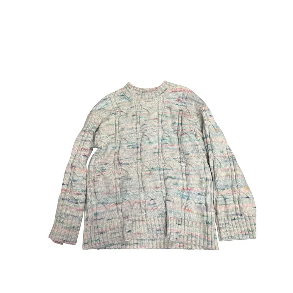 American Eagle Multicolor Cable‎ Knit Mock Neck Sweater Medium Cozy Cottagecore